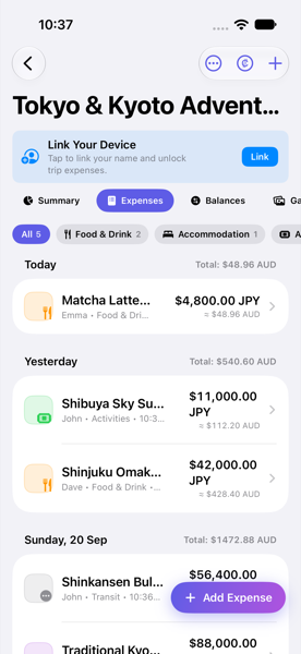 Itemised Split Expenses